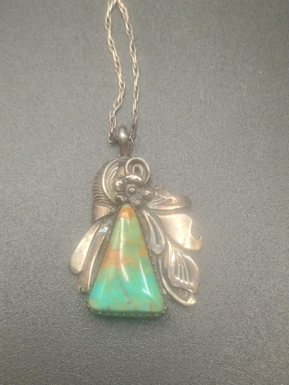 Carolyn Sandoval Sterling Silver Pendant Necklace with Turquoise-Blue Stone